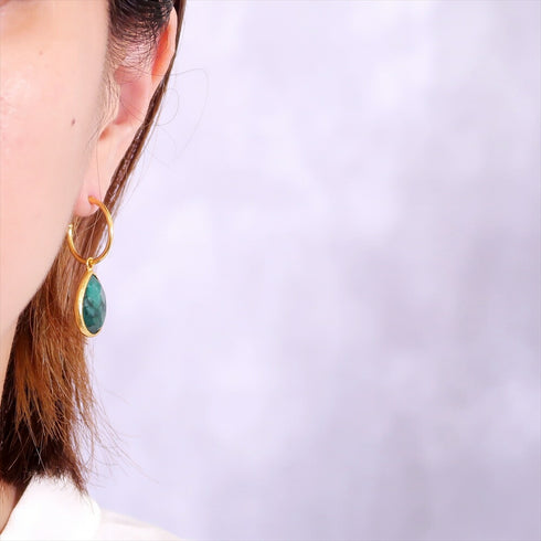 ピアス 天然石 ティアドロップ フープ アンリファインド ANTICO AER002