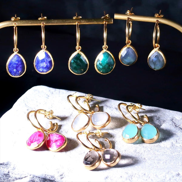 ナノッタ ピアス アクアカルセドニー AER002-ER279-AQUACH