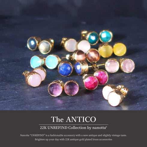 ピアス 天然石 ラウンド スタッド アンリファインド ANTICO AER003