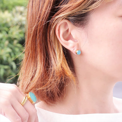 ピアス 天然石 ラウンド スタッド アンリファインド ANTICO AER003