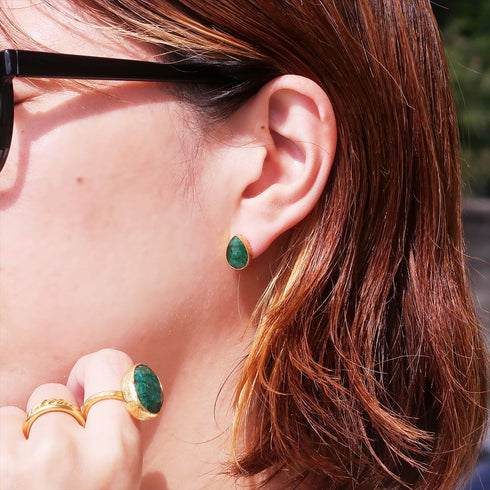 ピアス 天然石 ティアドロップ スタッド アンリファインド ANTICO AER004