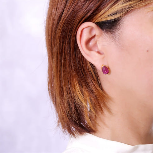 ピアス 天然石 ティアドロップ スタッド アンリファインド ANTICO AER004