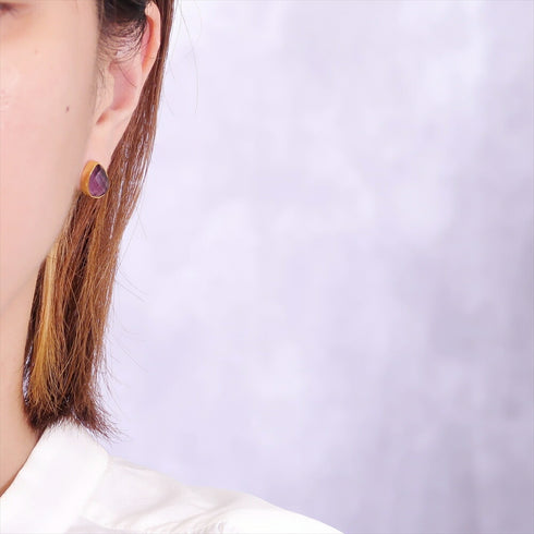 ピアス 天然石 ティアドロップ スタッド アンリファインド ANTICO AER004