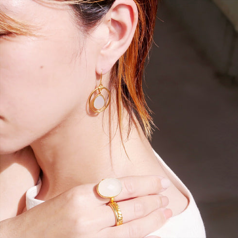 ピアス 天然石 ティアドロップ フック アンリファインド ANTICO AER005