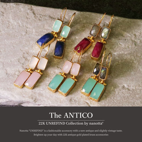ピアス 天然石 スクエア フック アンリファインド ANTICO AER006