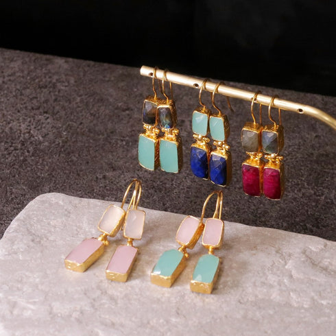 ピアス 天然石 スクエア フック アンリファインド ANTICO AER006