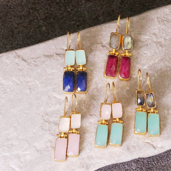 ナノッタ ピアス アクアカルセドニー・ラピス AER006-ER007-AQU-LAP