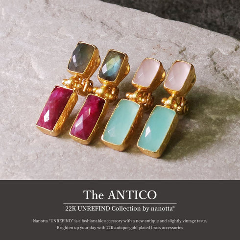 イヤリング 天然石 スクエア アンリファインド ANTICO AER007