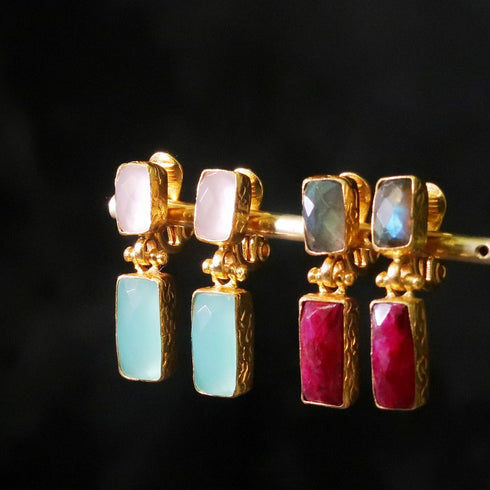 イヤリング 天然石 スクエア アンリファインド ANTICO AER007