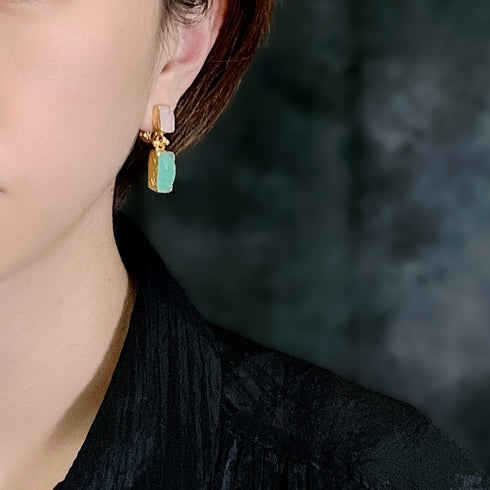 イヤリング 天然石 スクエア アンリファインド ANTICO AER007