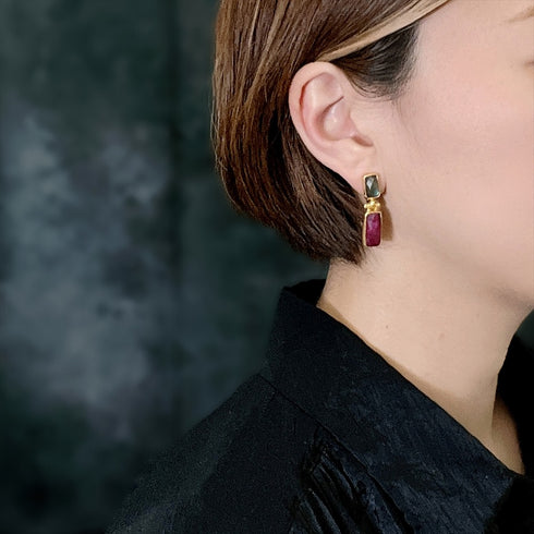 イヤリング 天然石 スクエア アンリファインド ANTICO AER007