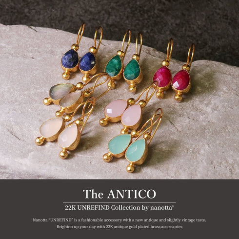 ピアス 天然石 ティアドロップ フック アンリファインド ANTICO AER009