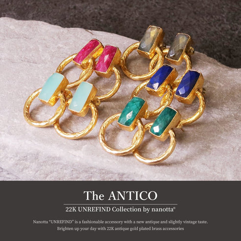 ピアス 天然石 スクエア スタッド サークル アンリファインド ANTICO AER010