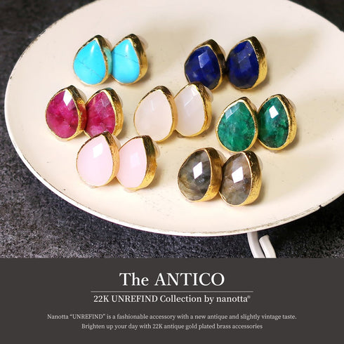 イヤリング 天然石 ティアドロップ アンリファインド ANTICO AER012