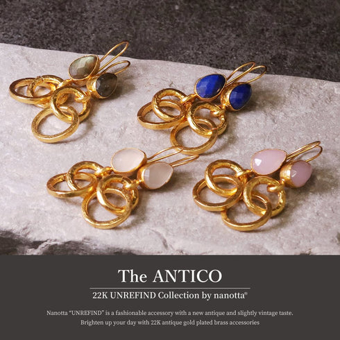 ピアス 天然石 ティアドロップ フック サークル アンリファインド ANTICO AER013