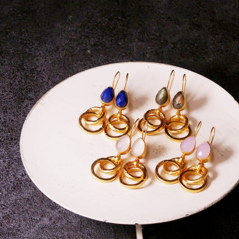 ピアス 天然石 ティアドロップ フック サークル アンリファインド ANTICO AER013