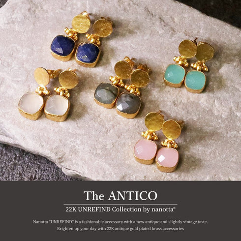 ピアス 天然石 スクエア スタッド アンリファインド ANTICO AER014