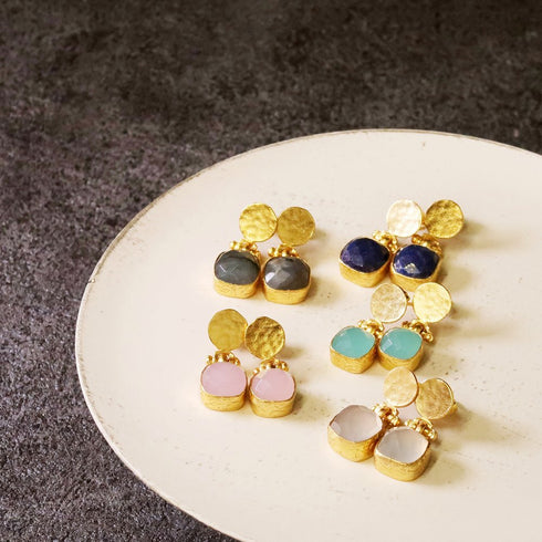 ピアス 天然石 スクエア スタッド アンリファインド ANTICO AER014