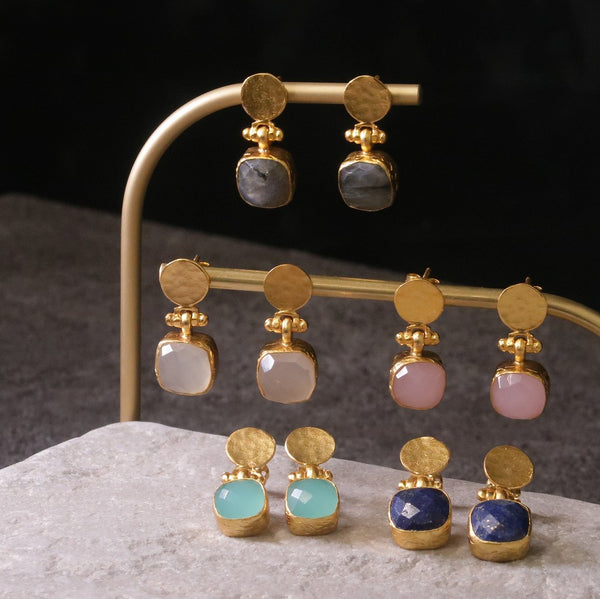 ナノッタ ピアス アクアカルセドニー AER014-ER049-AQUACH