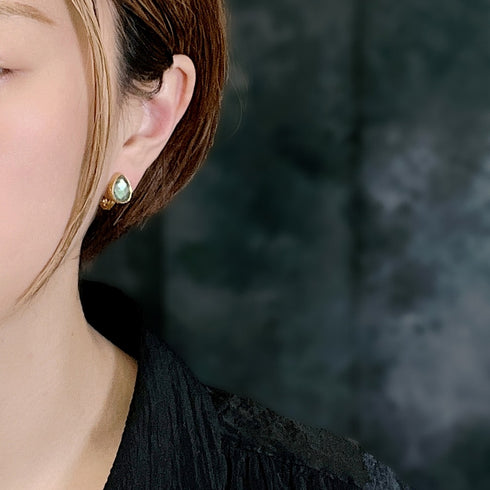 イヤリング 天然石 ティアドロップ アンリファインド ANTICO AER015