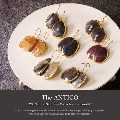 ピアス 天然石 ナチュラルサファイア フック アンリファインド ANTICO AER019