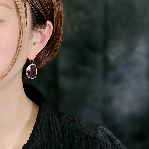 ピアス 天然石 ナチュラルサファイア フック アンリファインド ANTICO AER019