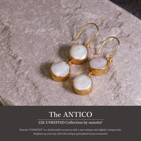 ピアス 天然石 パール ラウンド フック アンリファインド ANTICO AER020