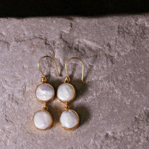 ピアス 天然石 パール ラウンド フック アンリファインド ANTICO AER020