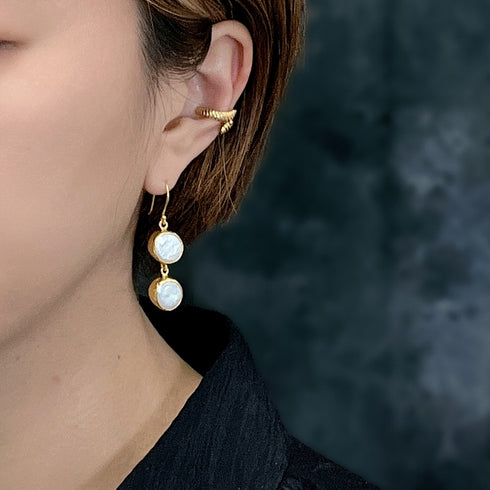 ピアス 天然石 パール ラウンド フック アンリファインド ANTICO AER020