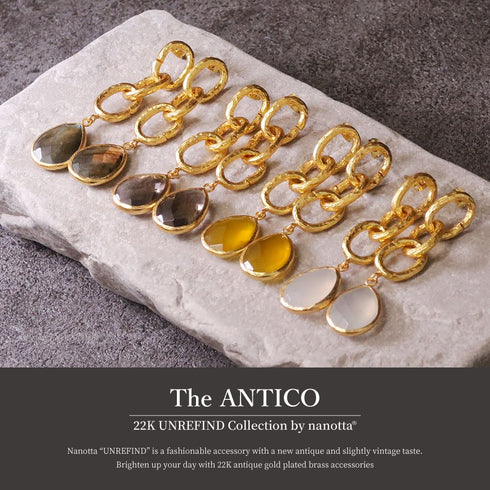 ピアス 天然石 ティアドロップ フック チェーン アンリファインド ANTICO AER021