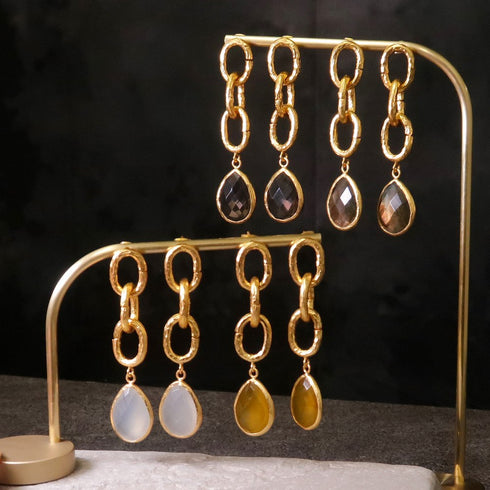 ピアス 天然石 ティアドロップ フック チェーン アンリファインド ANTICO AER021