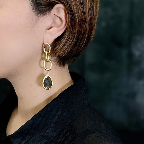 ピアス 天然石 ティアドロップ フック チェーン アンリファインド ANTICO AER021