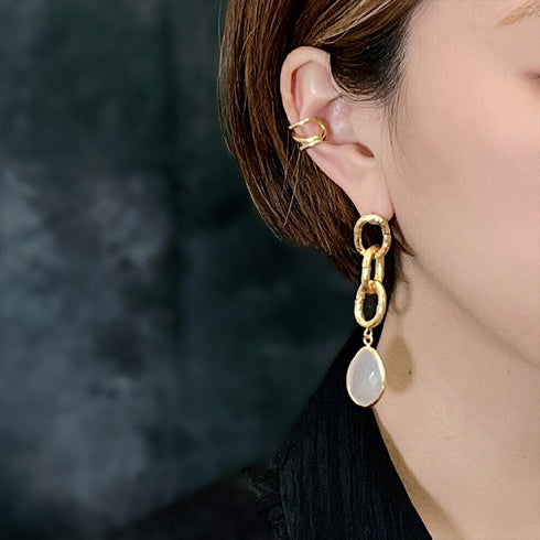 ピアス 天然石 ティアドロップ フック チェーン アンリファインド ANTICO AER021