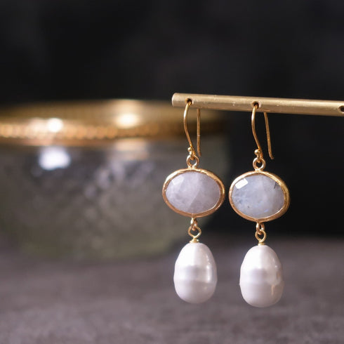 ナノッタ ピアス ムーンストーン 淡水パール AER023-ER278-MOO-FPE