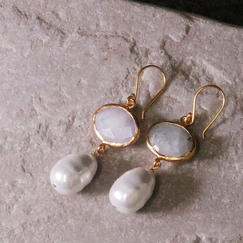 ピアス 天然石 パール オーバル フック アンリファインド ANTICO AER023