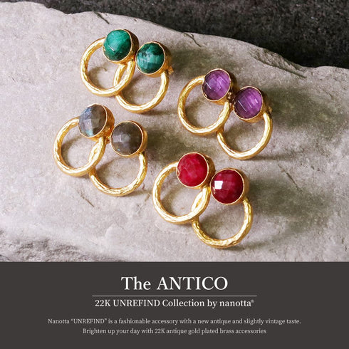 ピアス 天然石 ラウンド スタッド サークル アンリファインド ANTICO AER024