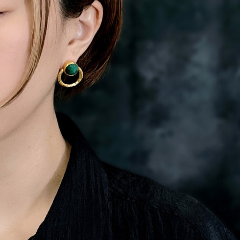 ピアス 天然石 ラウンド スタッド サークル アンリファインド ANTICO AER024