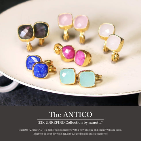 イヤリング 天然石 スクエア アンリファインド ANTICO AER026