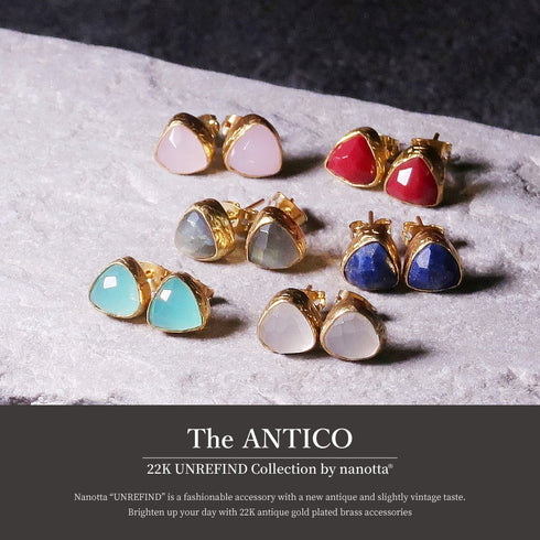 ピアス 天然石 トリリアント スタッド 三角 アンリファインド ANTICO AER027