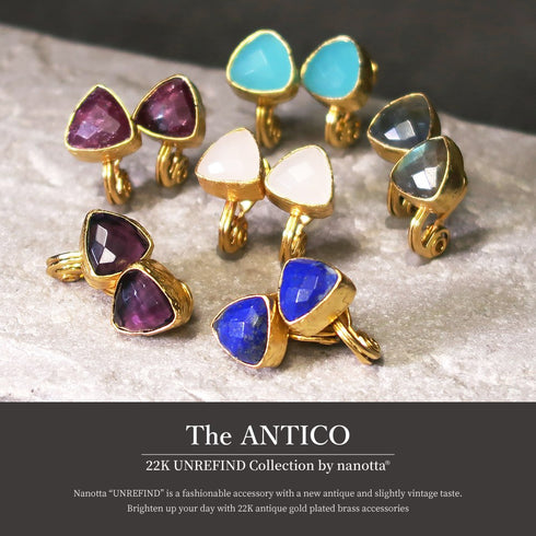イヤリング 天然石 トリリアント 三角 アンリファインド ANTICO AER035
