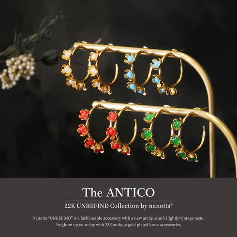 ピアス 天然石 スタッド フープ 花 アンリファインド ANTICO AER039