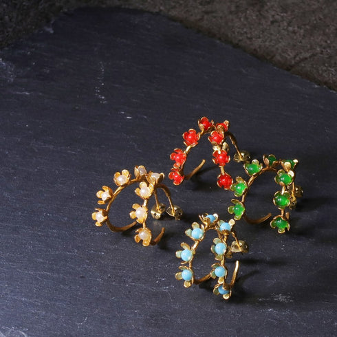 ピアス 天然石 スタッド フープ 花 アンリファインド ANTICO AER039