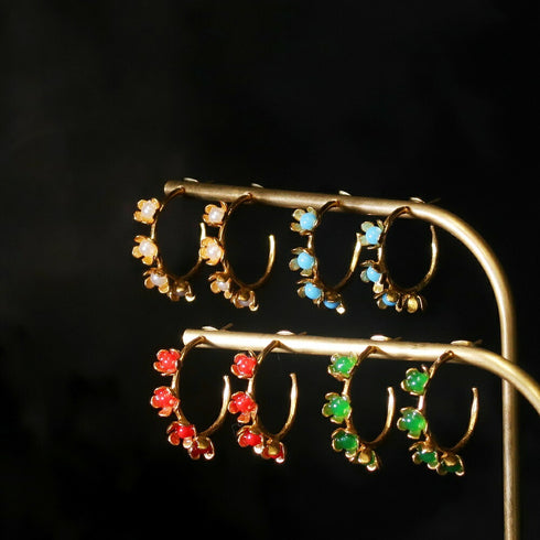 ピアス 天然石 スタッド フープ 花 アンリファインド ANTICO AER039