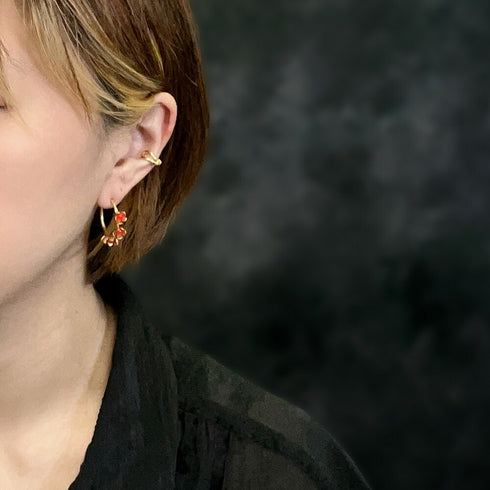 ピアス 天然石 スタッド フープ 花 アンリファインド ANTICO AER039