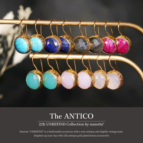 ピアス 天然石 ラウンド フック アンリファインド ANTICO AER041