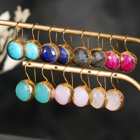 ピアス 天然石 ラウンド フック アンリファインド ANTICO AER041