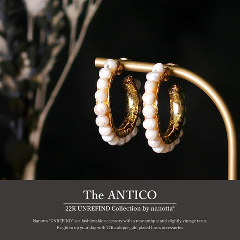 ピアス 天然石 パール スタッド フープ アンリファインド ANTICO AER042