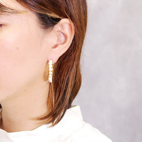 ピアス 天然石 パール スタッド フープ アンリファインド ANTICO AER042