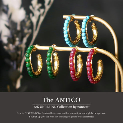ピアス 天然石 スタッド フープ アンリファインド ANTICO AER043