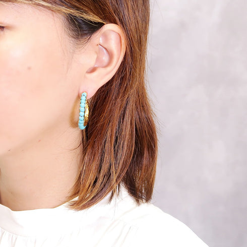 ピアス 天然石 スタッド フープ アンリファインド ANTICO AER043